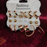 12 Pair Gold Earring Set Versatile Mix of Hoops Studs