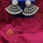 Ambika Oxidized Silver Fan Shaped Jhumka Earrings