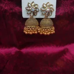Antique Gold Toned Jhumka Earrings for Women