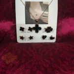 Oxidized Silver Floral Ear Crawler Jhumka Earrings Necklace