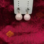 Pale Pink Marbled Bead Drop Earrings with Sparkling