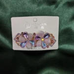 Crystal Flower Hair Barrette Iridescent Frosted Petal French Clip