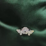 Sparkling Crystal Butterfly Saree Pin for Women Silver