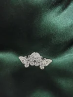 Sparkling Crystal Butterfly Saree Pin for Women Silver - Image 2