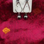 Teardrop Hoop Earrings with Metallic Gunmetal Bead Charms